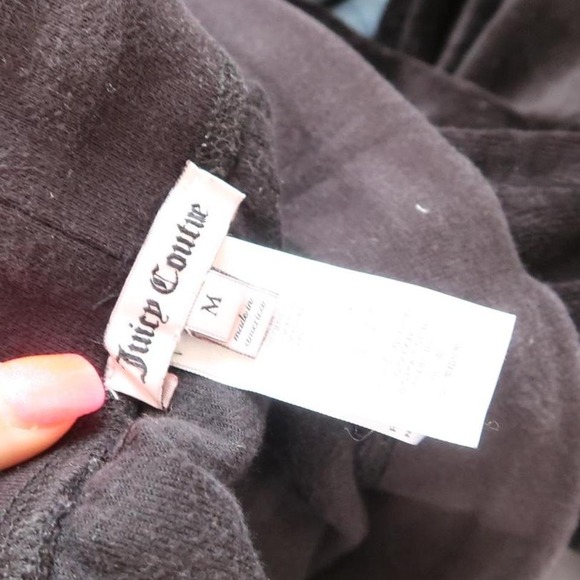 Juicy Couture Black Velour Pants with Rhinestone JC Logo – Size M - Picture 2 of 4